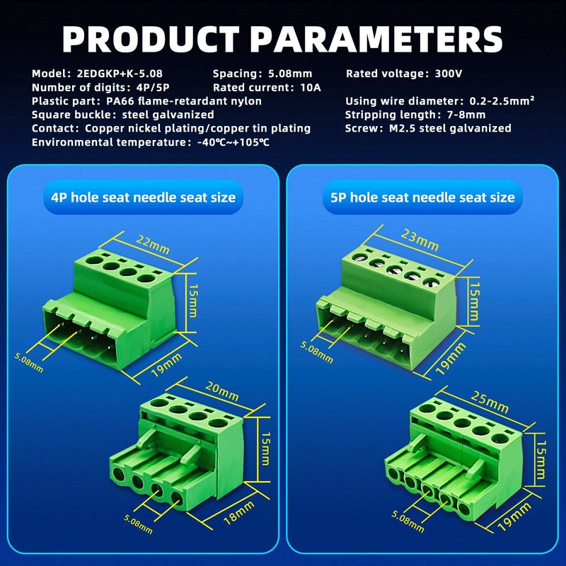 DaFuRui 28 Pairs 5.08mm Pitch PCB Mount Screw Phoenix Type Connector PCB Mount Screw Terminal Block Connector(12 Pairs 2PIN/10 Pairs 3PIN/4 Pairs 4PIN/2 Pairs 5PIN) - Image 3